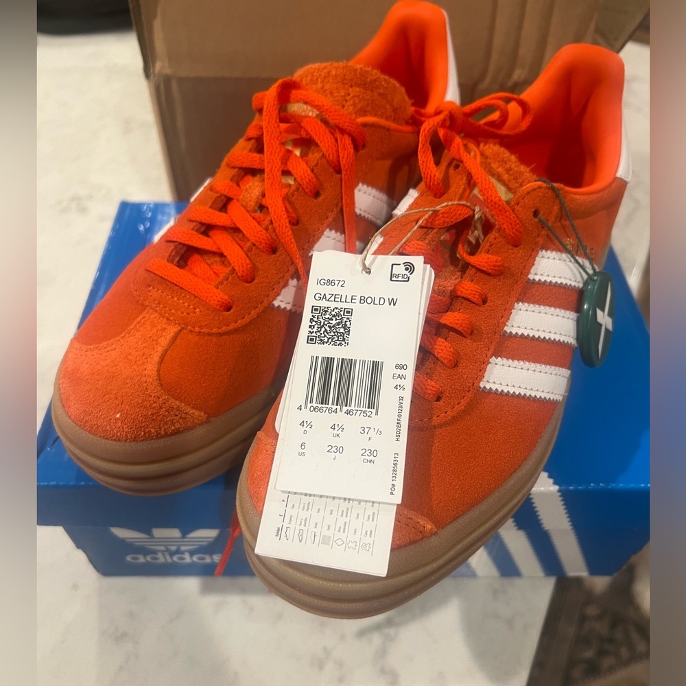 Brand new Adidas Gazelle Bold Collegiate Orange Gum